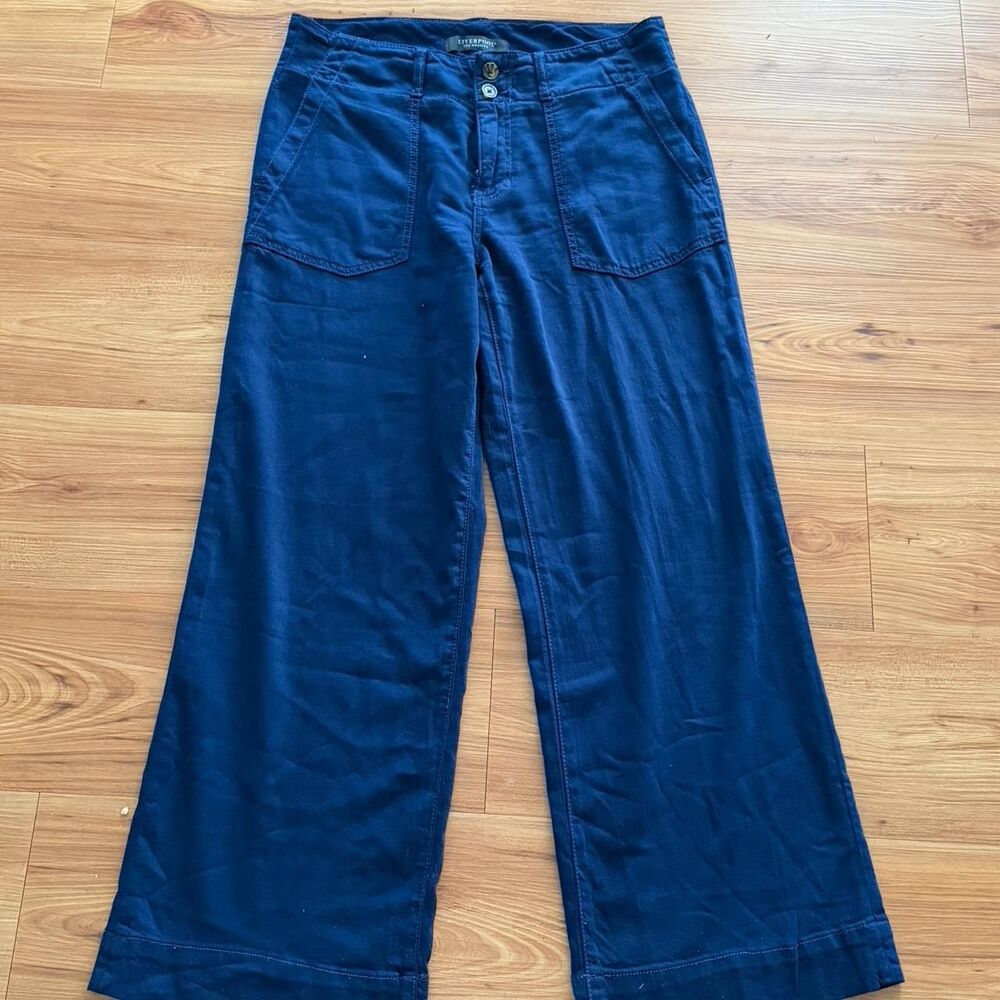 Liverpool Jeans Company Wide Leg Navy Trousers